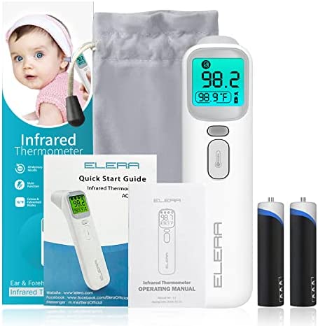 Elera Ear Thermometer for Kids, Baby Thermometer with Forehead and Ear Mode for Adults, Infant, Kids and Toddler, Touchless and 1 Second Reading with Fever Alarm and Mute Function